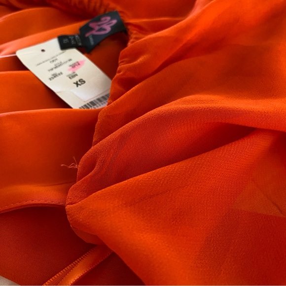 Bebe Bright Orange Party Halter Silky Cocktail Dress - Picture 9 of 14